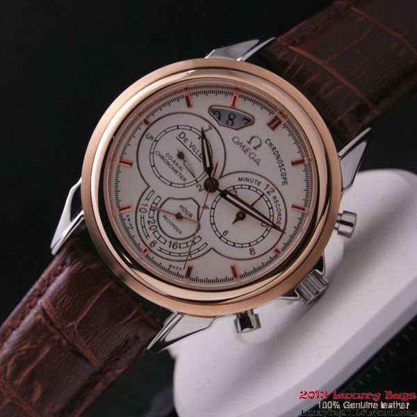 OMEGA DE VILLE CO-AXIAL CHRONOSCOPE Red Gold on Brown Leather Strap OM77418