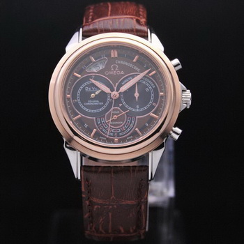 OMEGA DE VILLE CO-AXIAL CHRONOSCOPE Red Gold on Brown Leather Strap OM77420