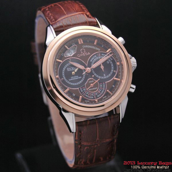 OMEGA DE VILLE CO-AXIAL CHRONOSCOPE Red Gold on Brown Leather Strap OM77420