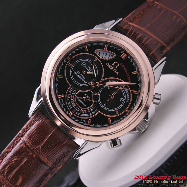 OMEGA DE VILLE CO-AXIAL CHRONOSCOPE Red Gold on Brown Leather Strap OM77422