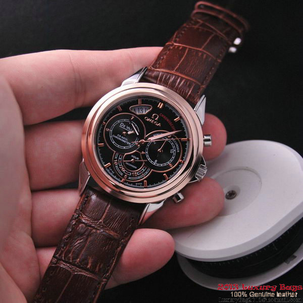 OMEGA DE VILLE CO-AXIAL CHRONOSCOPE Red Gold on Brown Leather Strap OM77422