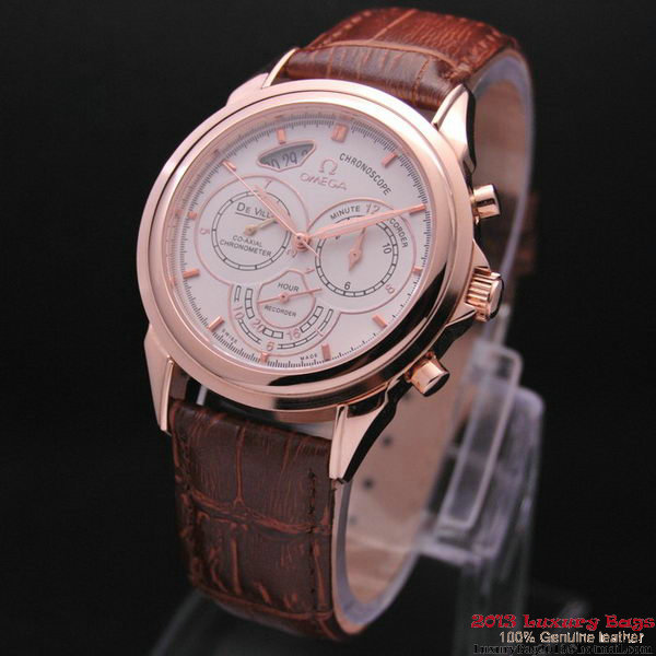 OMEGA DE VILLE CO-AXIAL CHRONOSCOPE Red Gold on Brown Leather Strap OM77424