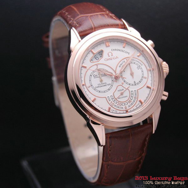 OMEGA DE VILLE CO-AXIAL CHRONOSCOPE Red Gold on Brown Leather Strap OM77424