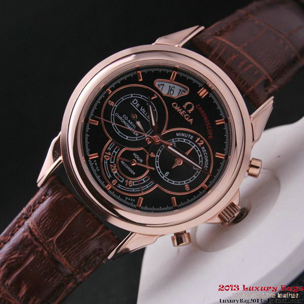 OMEGA DE VILLE CO-AXIAL CHRONOSCOPE Red Gold on Brown Leather Strap OM77426