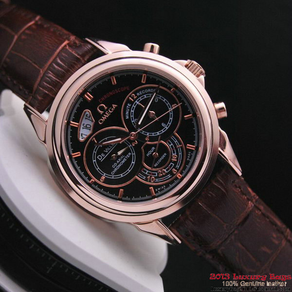 OMEGA DE VILLE CO-AXIAL CHRONOSCOPE Red Gold on Brown Leather Strap OM77426