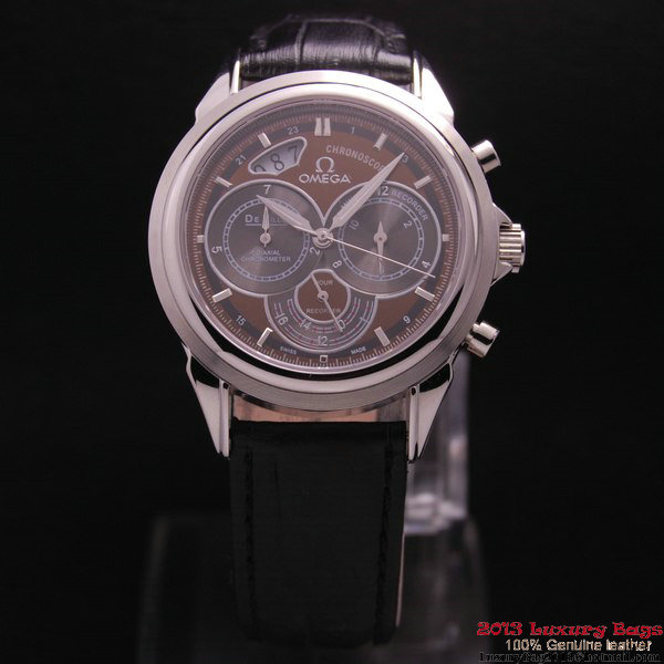 OMEGA DE VILLE CO-AXIAL CHRONOSCOPE Steel on Black Leather Strap OM77407