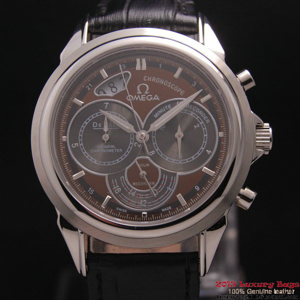 OMEGA DE VILLE CO-AXIAL CHRONOSCOPE Steel on Black Leather Strap OM77407