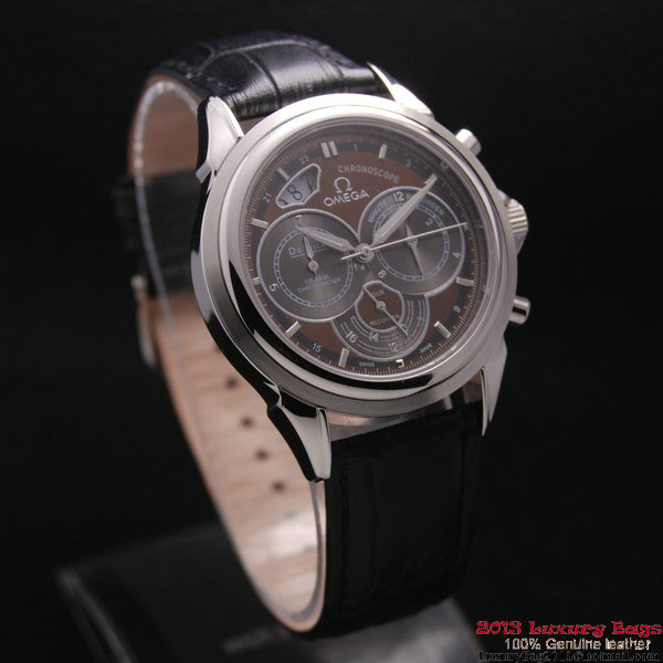 OMEGA DE VILLE CO-AXIAL CHRONOSCOPE Steel on Black Leather Strap OM77407