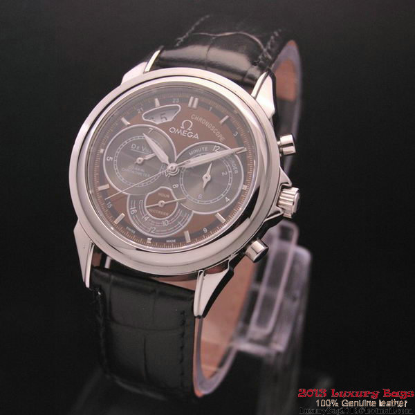 OMEGA DE VILLE CO-AXIAL CHRONOSCOPE Steel on Black Leather Strap OM77407