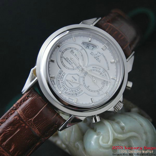 OMEGA DE VILLE CO-AXIAL CHRONOSCOPE Steel on Brown Leather Strap OM77401