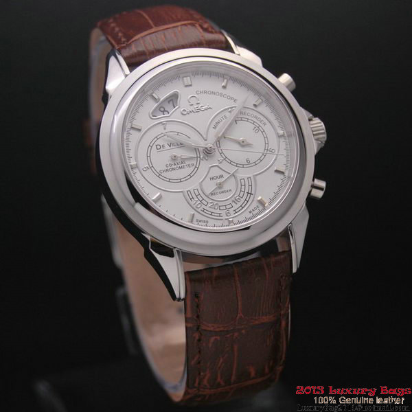 OMEGA DE VILLE CO-AXIAL CHRONOSCOPE Steel on Brown Leather Strap OM77401