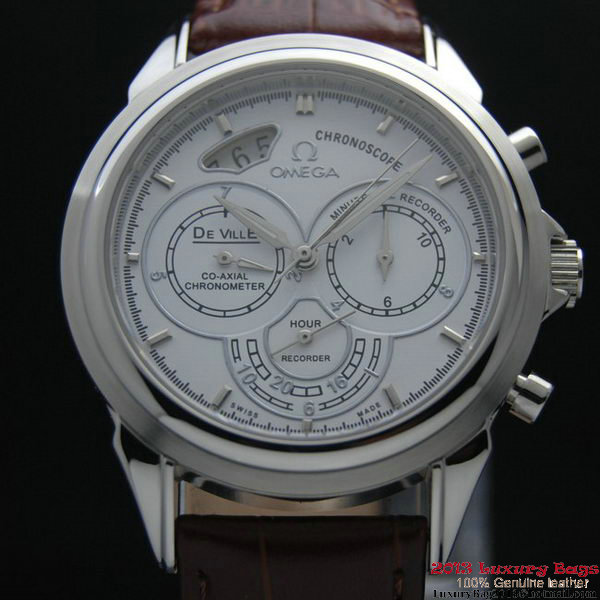 OMEGA DE VILLE CO-AXIAL CHRONOSCOPE Steel on Brown Leather Strap OM77401