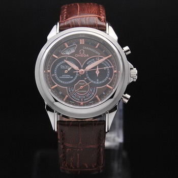 OMEGA DE VILLE CO-AXIAL CHRONOSCOPE Steel on Brown Leather Strap OM77404