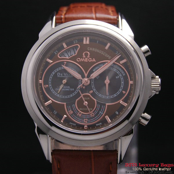 OMEGA DE VILLE CO-AXIAL CHRONOSCOPE Steel on Brown Leather Strap OM77404