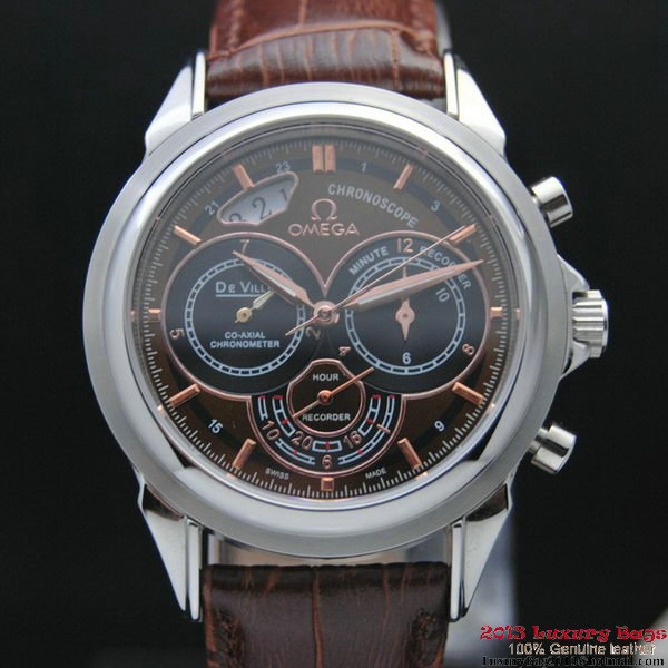 OMEGA DE VILLE CO-AXIAL CHRONOSCOPE Steel on Brown Leather Strap OM77404