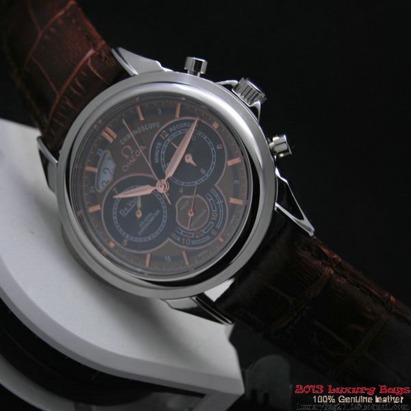 OMEGA DE VILLE CO-AXIAL CHRONOSCOPE Steel on Brown Leather Strap OM77404