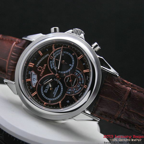 OMEGA DE VILLE CO-AXIAL CHRONOSCOPE Steel on Brown Leather Strap OM77404