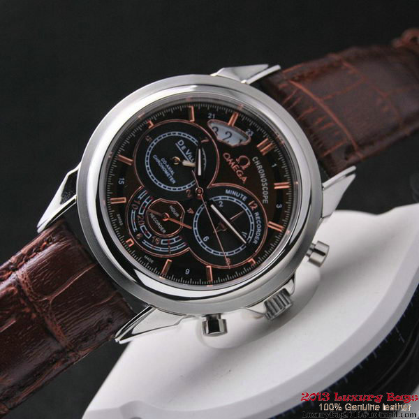 OMEGA DE VILLE CO-AXIAL CHRONOSCOPE Steel on Brown Leather Strap OM77404