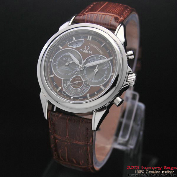 OMEGA DE VILLE CO-AXIAL CHRONOSCOPE Steel on Brown Leather Strap OM77406