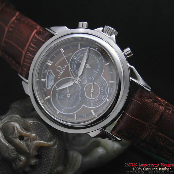 OMEGA DE VILLE CO-AXIAL CHRONOSCOPE Steel on Brown Leather Strap OM77406