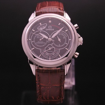 OMEGA DE VILLE CO-AXIAL CHRONOSCOPE Steel on Brown Leather Strap OM77410