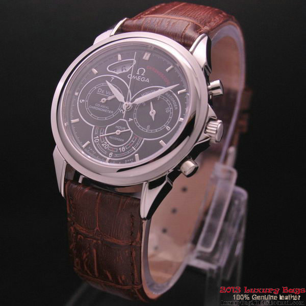 OMEGA DE VILLE CO-AXIAL CHRONOSCOPE Steel on Brown Leather Strap OM77410