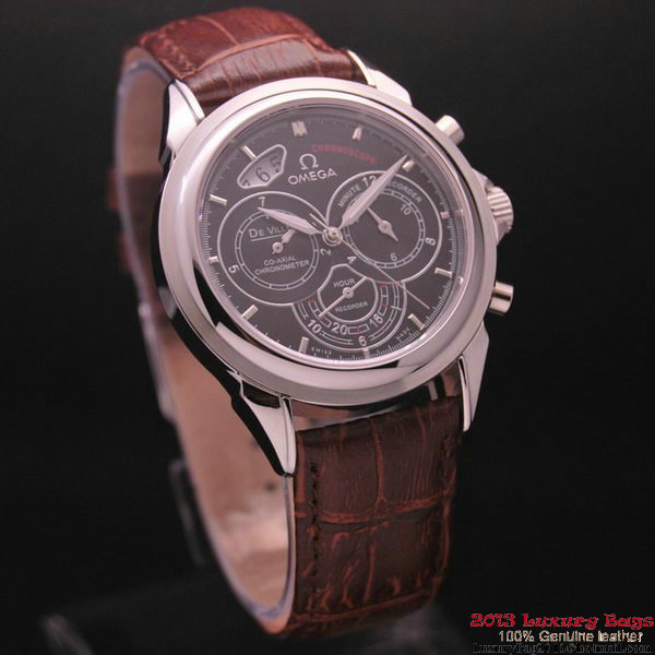 OMEGA DE VILLE CO-AXIAL CHRONOSCOPE Steel on Brown Leather Strap OM77410