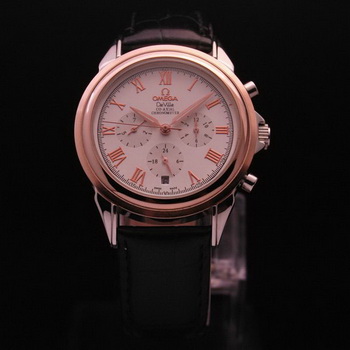 OMEGA DE VILLE CO-AXIAL Chronometer Red Gold on Black Leather Strap OM77502