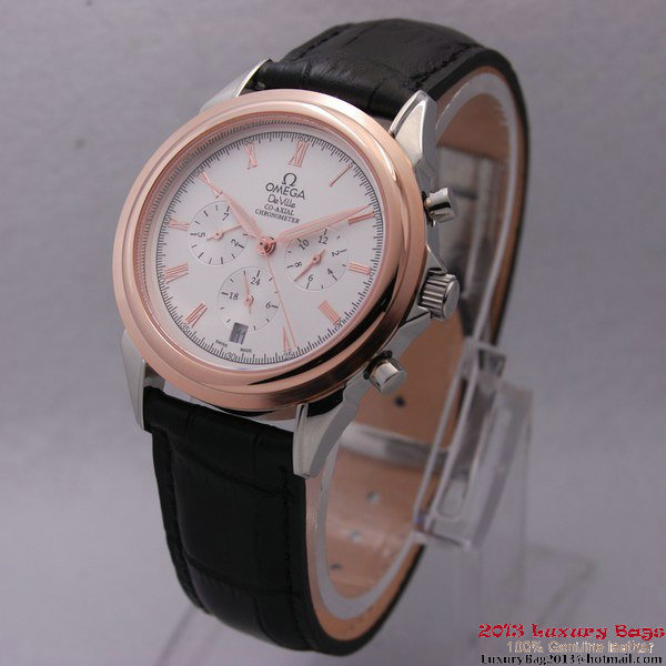 OMEGA DE VILLE CO-AXIAL Chronometer Red Gold on Black Leather Strap OM77502