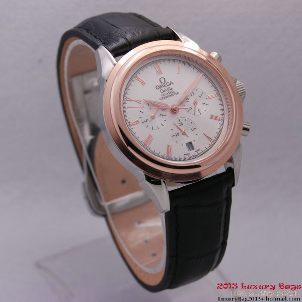 OMEGA DE VILLE CO-AXIAL Chronometer Red Gold on Black Leather Strap OM77502