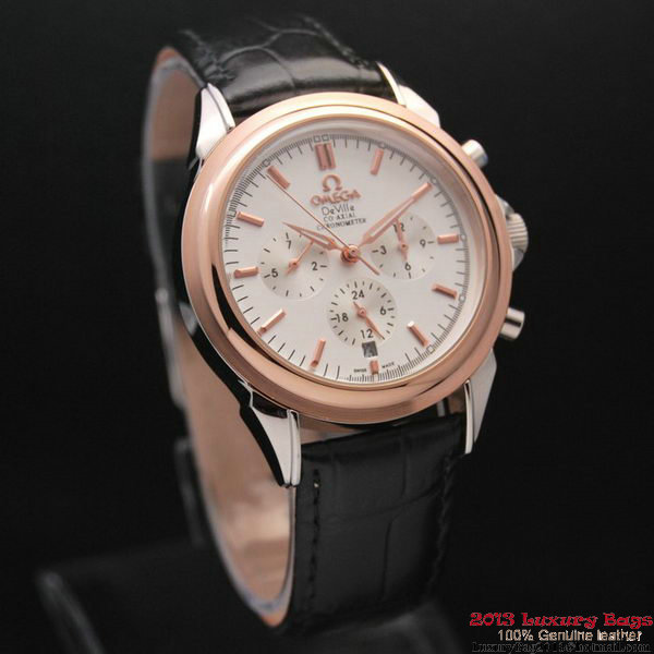 OMEGA DE VILLE CO-AXIAL Chronometer Red Gold on Black Leather Strap OM77508