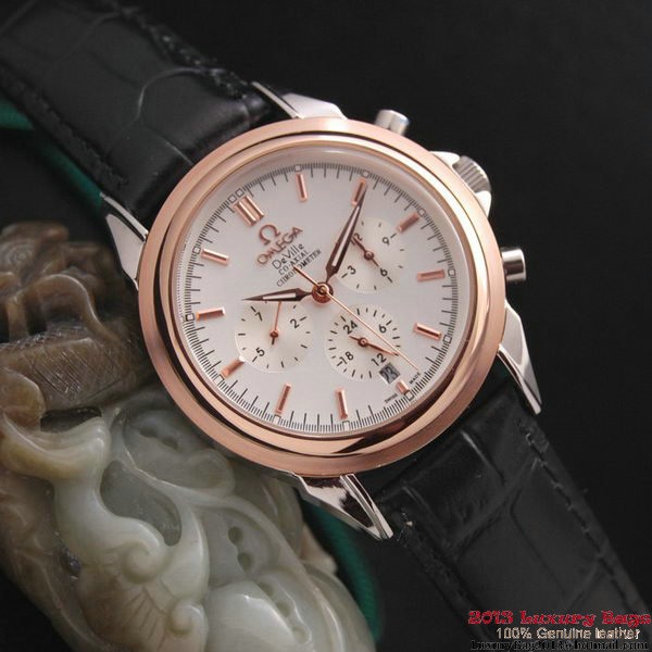 OMEGA DE VILLE CO-AXIAL Chronometer Red Gold on Black Leather Strap OM77508