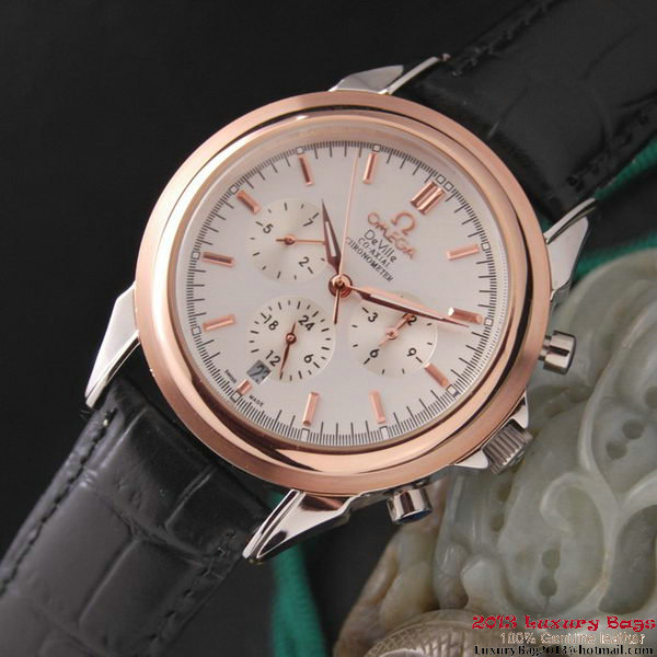 OMEGA DE VILLE CO-AXIAL Chronometer Red Gold on Black Leather Strap OM77508