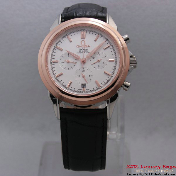 OMEGA DE VILLE CO-AXIAL Chronometer Red Gold on Black Leather Strap OM77508