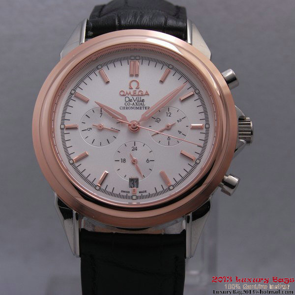 OMEGA DE VILLE CO-AXIAL Chronometer Red Gold on Black Leather Strap OM77508