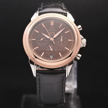 OMEGA DE VILLE CO-AXIAL Chronometer Red Gold on Black Leather Strap OM77510