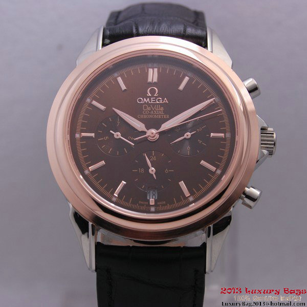 OMEGA DE VILLE CO-AXIAL Chronometer Red Gold on Black Leather Strap OM77510