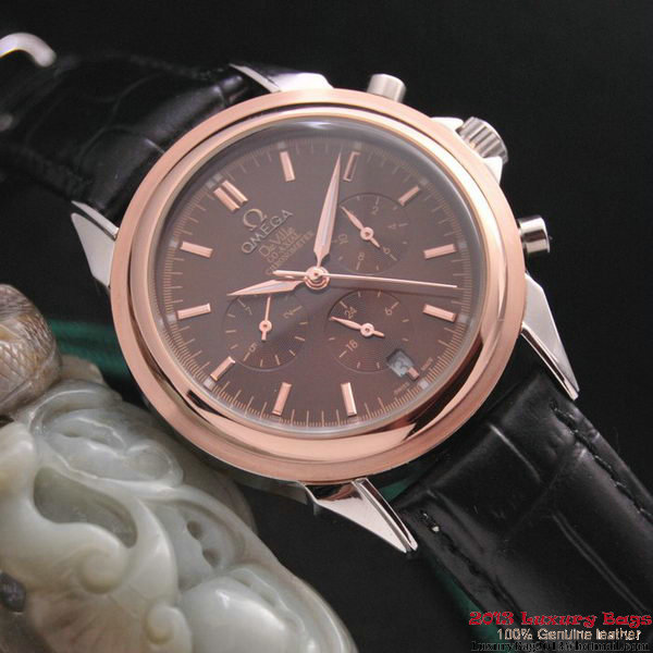 OMEGA DE VILLE CO-AXIAL Chronometer Red Gold on Black Leather Strap OM77510