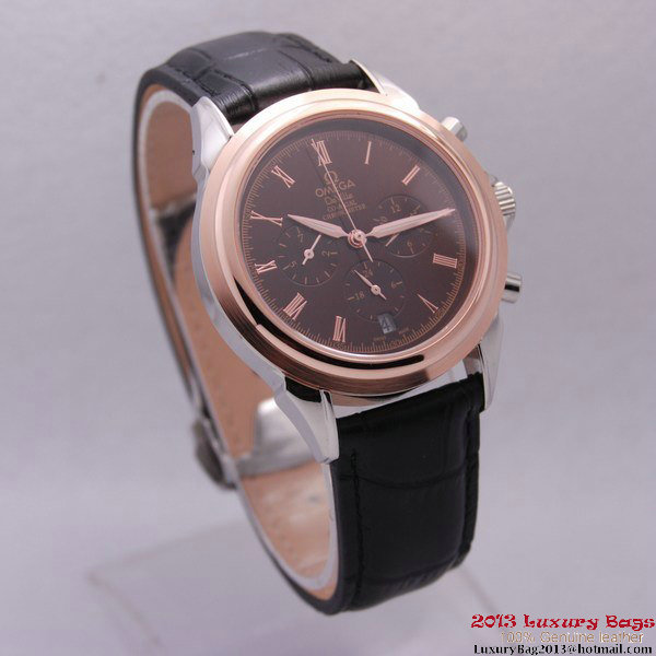 OMEGA DE VILLE CO-AXIAL Chronometer Red Gold on Black Leather Strap OM77512