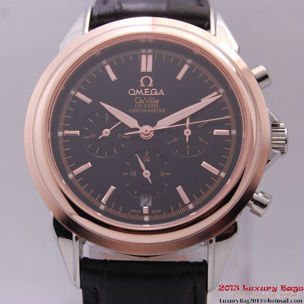 OMEGA DE VILLE CO-AXIAL Chronometer Red Gold on Black Leather Strap OM77512