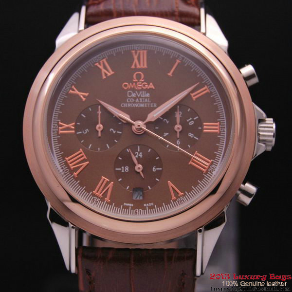 OMEGA DE VILLE CO-AXIAL Chronometer Red Gold on Brown Leather Strap OM77503