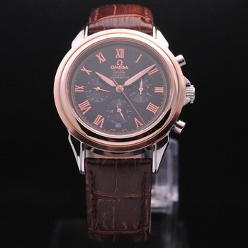 OMEGA DE VILLE CO-AXIAL Chronometer Red Gold on Brown Leather Strap OM77505