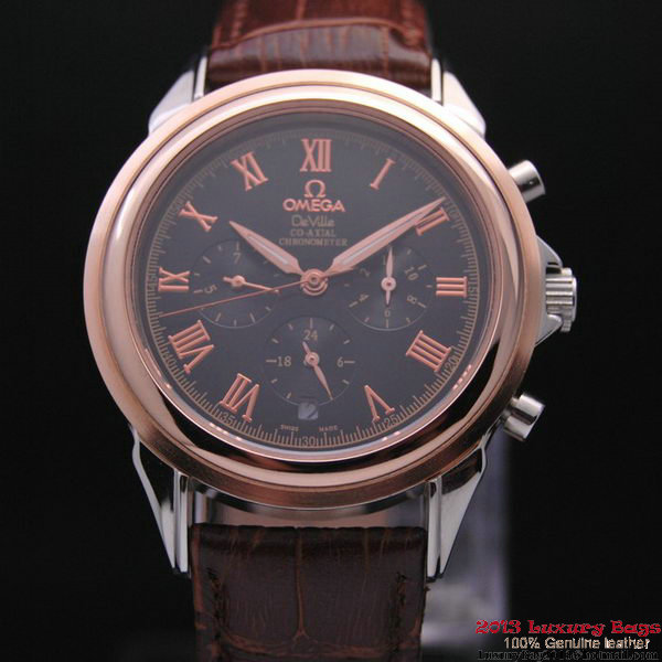 OMEGA DE VILLE CO-AXIAL Chronometer Red Gold on Brown Leather Strap OM77505