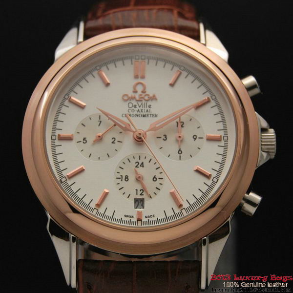 OMEGA DE VILLE CO-AXIAL Chronometer Red Gold on Brown Leather Strap OM77507