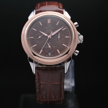 OMEGA DE VILLE CO-AXIAL Chronometer Red Gold on Brown Leather Strap OM77509