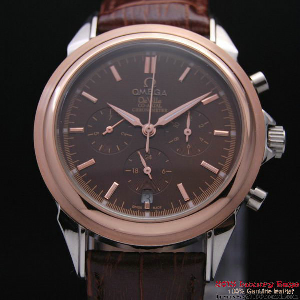 OMEGA DE VILLE CO-AXIAL Chronometer Red Gold on Brown Leather Strap OM77509