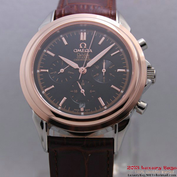 OMEGA DE VILLE CO-AXIAL Chronometer Red Gold on Brown Leather Strap OM77511