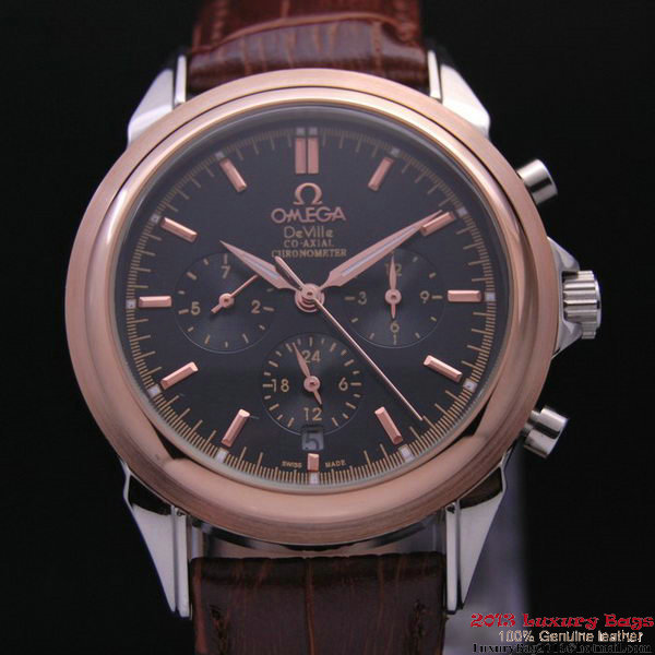 OMEGA DE VILLE CO-AXIAL Chronometer Red Gold on Brown Leather Strap OM77511