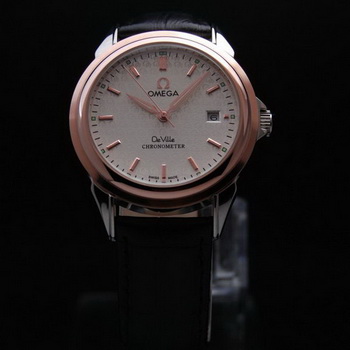 OMEGA DE VILLE Chronometer Red Gold on Black Leather Strap OM77314