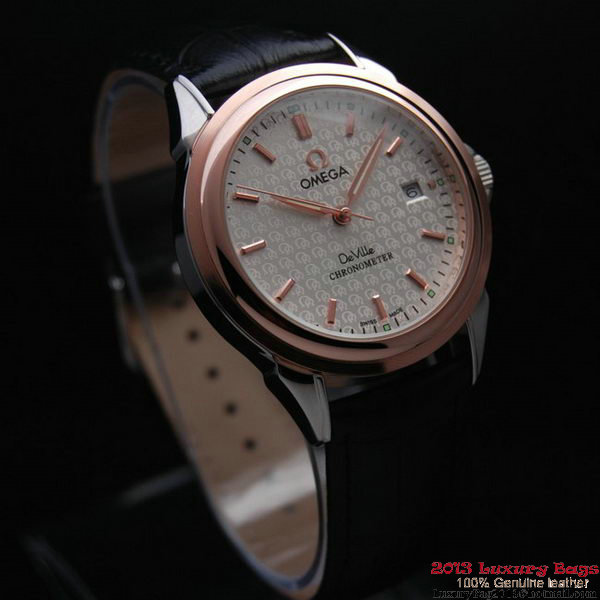 OMEGA DE VILLE Chronometer Red Gold on Black Leather Strap OM77314